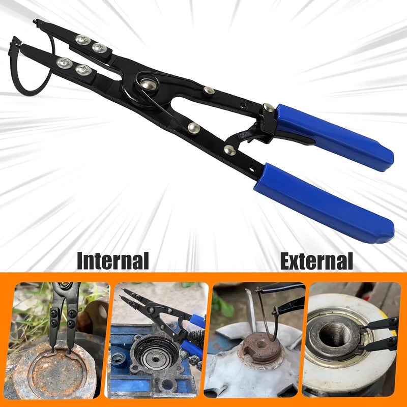 Guweta 38700 Snap Ring Pliers Internal External 10" Large Heavy Duty Ratchet Locking Design Anti-slip Circlip Pliers Blue Automotive Removal Tool Kit Compatible with Ford Super Duty Pickups 2007 and Newer - Image 2